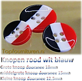 Knopen rood wit blauw per 6 stuks