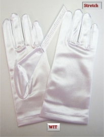 Handschoenen stretch satijn. Kleur Wit