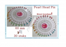 Pearl Headpin kleur 60mm met parel