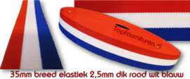 Rood wit blauw elastiek 3.5cm breed