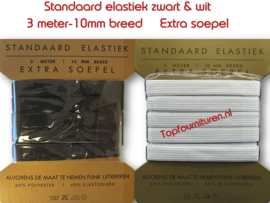 Elastiek 10mm extra soepel wit & zwart