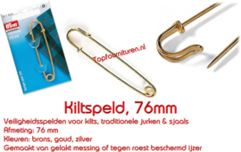 Kilt speld 76mm Prym Goud 071603 brons 071602 Zilver 081605