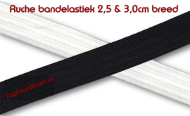 Stevig bandelastiek Ruche 2.5 en 3 cm breed zwart en wit