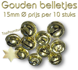 Gouden belletjes 15mmØ (10 stuks)