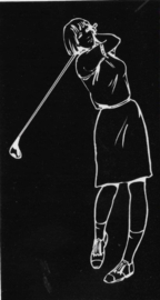 Sticker golf woman ± 3,9x2,4 inch full colorprints