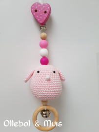 Wagenhanger / Maxi cosi hanger roze vogeltje