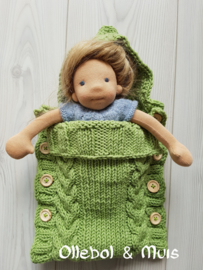 Hand knitted doll sleeping bag