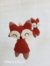 Crochet foxes for music mobile