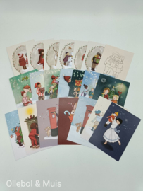 Belle & Boo ansichtkaarten set Winter / Kerstthema 20+1 gratis