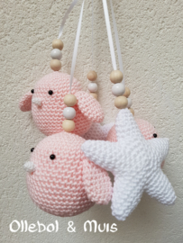 crochet birds and stars for music mobile