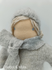 Stoffpuppe mohair grau