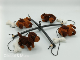 Muziekmobiel teckels met botjes