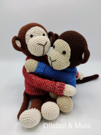 Crocheted monkey denim