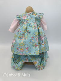 Waldorf doll dress Spring Bunny Damast