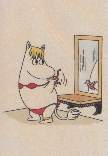 Come to Finland houten kaart Snorkmaiden in bikinis