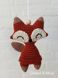 Crochet foxes for music mobile