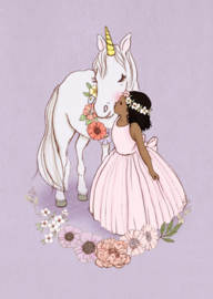 Belle & Boo postcard Unicorn Kiss
