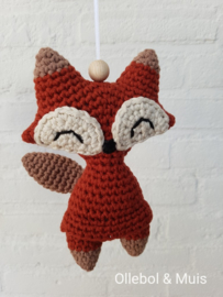 Crochet foxes for music mobile