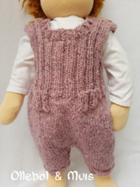 Hand knitted doll overal with matching kina