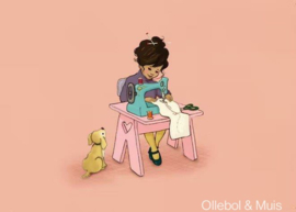 Belle & Boo postcard The Sewing Table