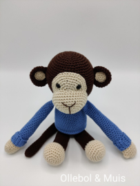 Crocheted monkey denim