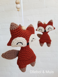 Crochet foxes for music mobile