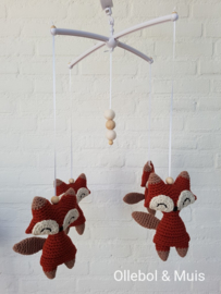 Crochet foxes for music mobile