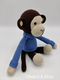 Crocheted monkey denim