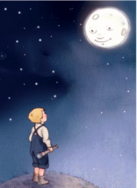 Postkarte Belle & Boo Man In The Moon