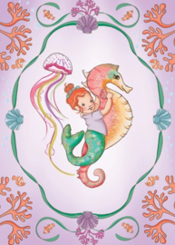 Belle & Boo postcard Seahorse Ride