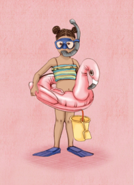 Belle & Boo ansichtkaart  Flamingo Girl