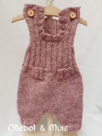 Hand knitted doll overal with matching kina