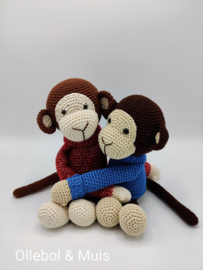 Crocheted monkey denim
