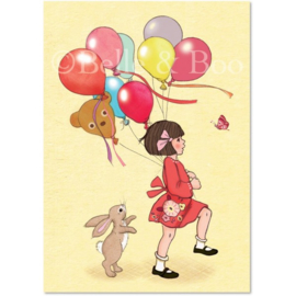 Belle & Boo postcard Birthday Balloons