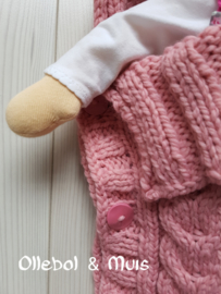 Hand knitted old pink doll sleeping bag