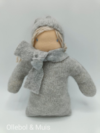 Knuffelpopje mohair grijs