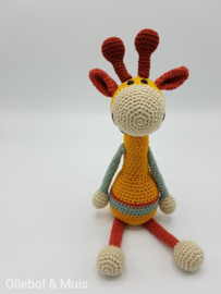 Crochet giraf mustard/peagreen/cream/brick