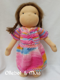 Handknitted doll dress for a 15-17 inch Waldorf doll
