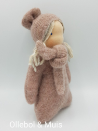 Knuffelpopje mohair oud roze