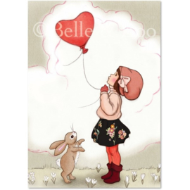 Belle & Boo postcard Heart Shaped Balloon