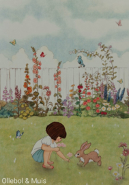 Belle & Boo postcard in The Garden