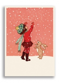 Belle & Boo postcard Catching snow