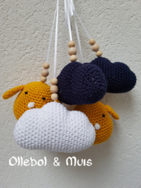 crochet birds and clouds for music mobile