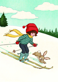 Belle & Boo ansichtkaart Ski with me