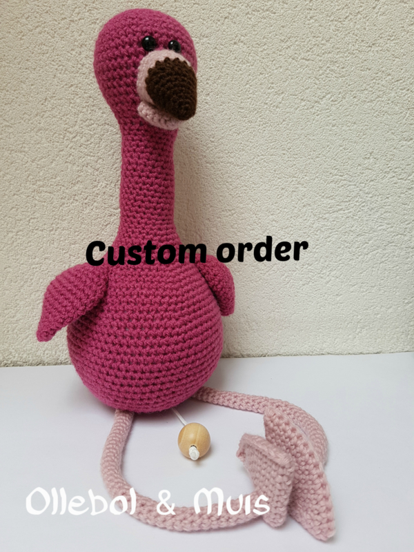 Custom order flamingo muziekdoosje