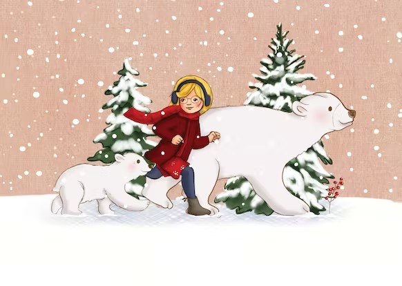 Ansichtkaart Belle & Boo Snow Polar Bear