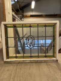 nr. R517 glas in lood raam met gebrandschilderd glas