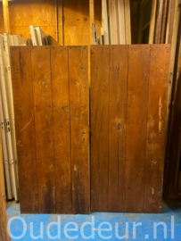 nr. 1949 oude eiken deur met plaat op de achterkant