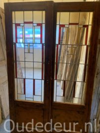 nr. e655 set jaren dertig glas in lood deuren