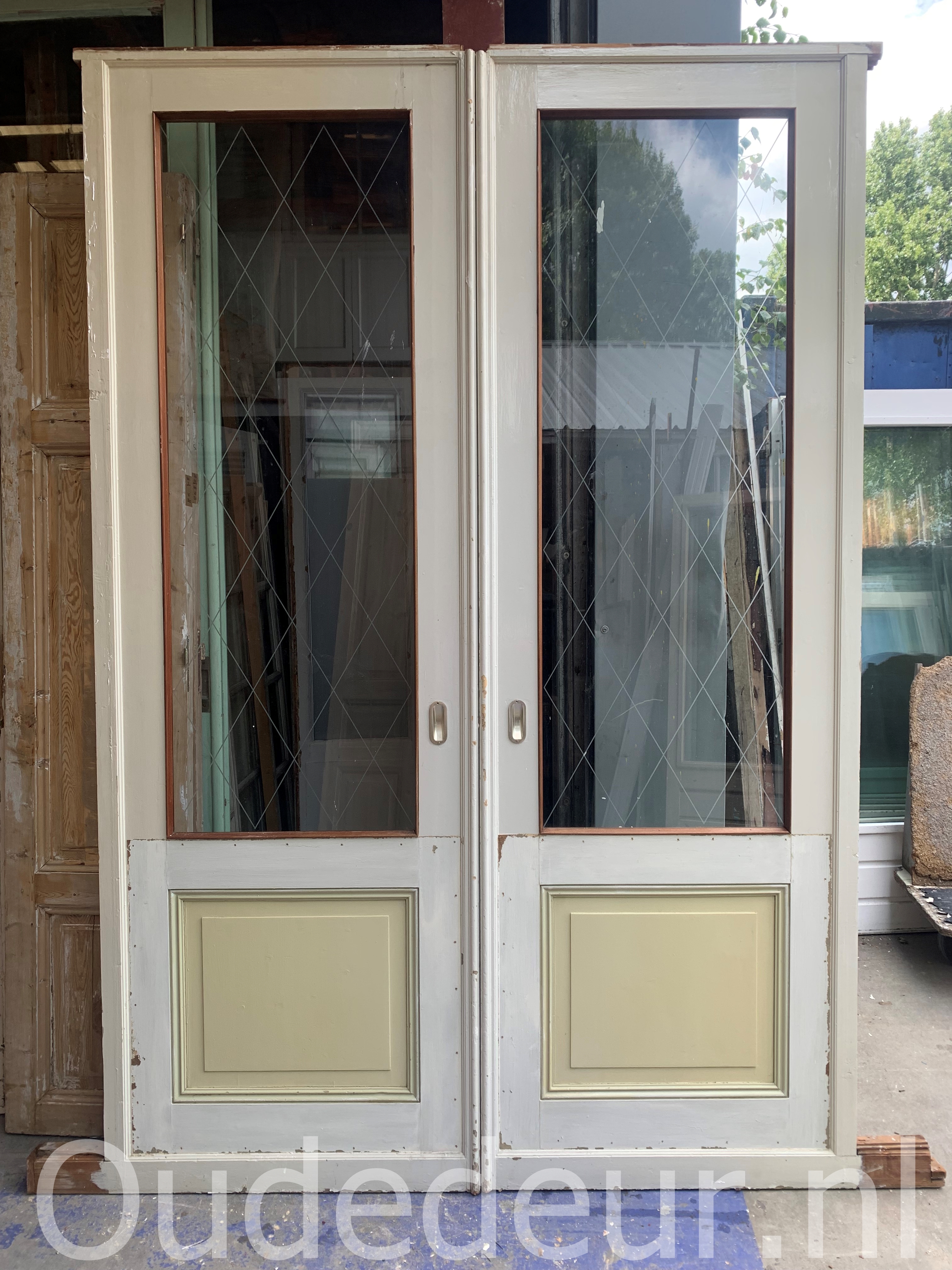 nr. e694 set oude ensuite deuren met glas